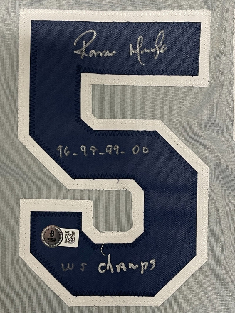 Ramiro Mendoza Signed Custom Yankees Jersey w/ WS Insc Beckett Witness BAS COA