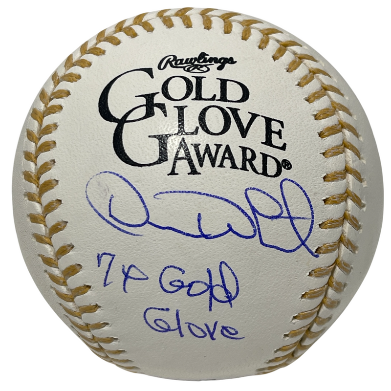 Devon White Signed Rawlings Gold Glove Baseball w/ 7x Gold Glove Beckett BAS COA