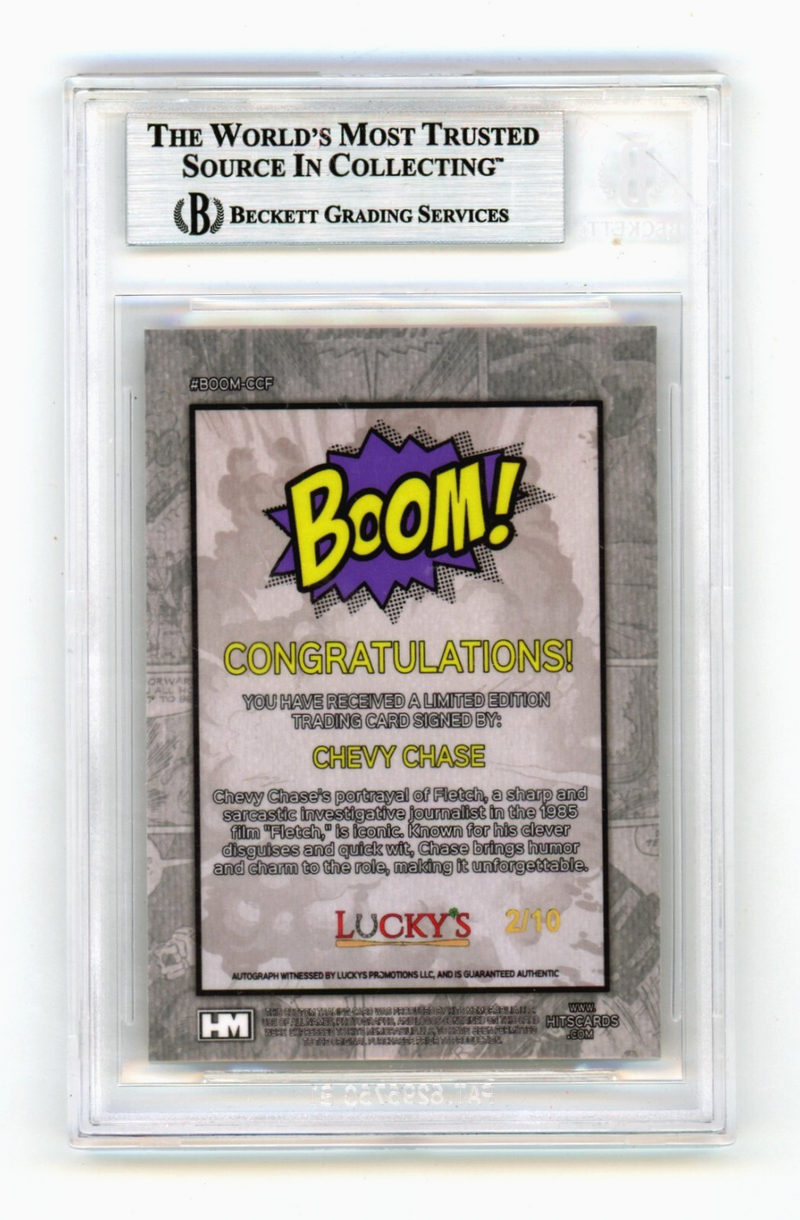 Chevy Chase Fletch 2024 Hits Memorabilia BOOM Gold/10 Signed BGS BAS Auto