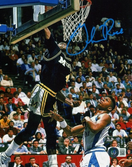 Glen Rice Signed Autographed Michigan 8x10 Photo Beckett Witness BAS COA
