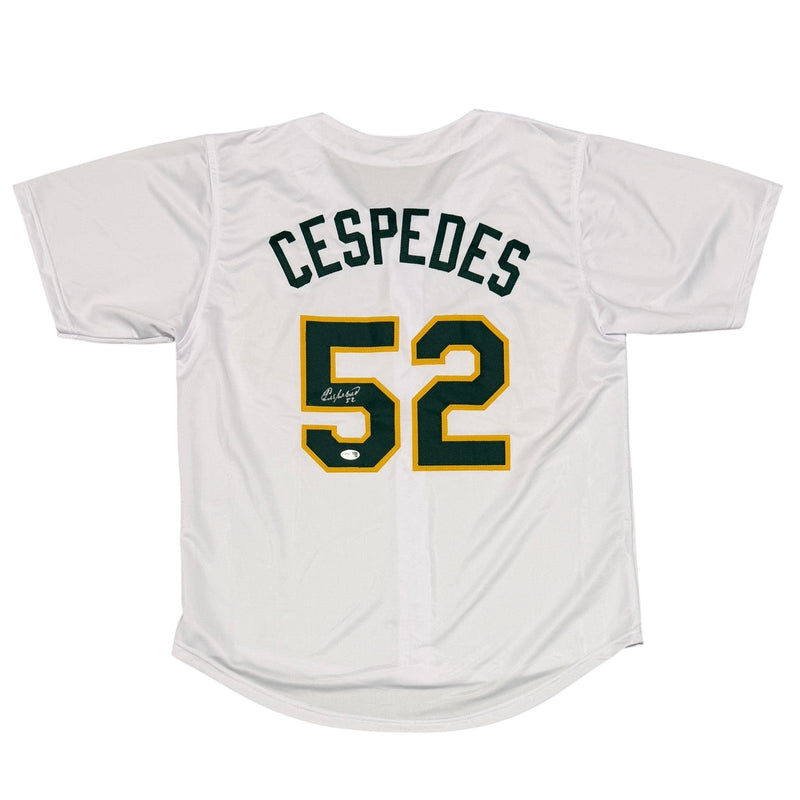 Yoenis Cespedes Signed Oakland Athletics Custom White Jersey JSA Witness COA