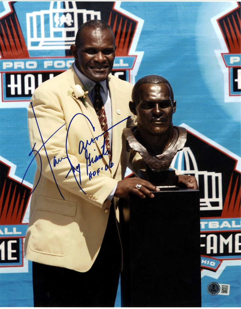 Harry Carson Signed New York Giants HOF 11x14 Photo HOF 06 Beckett Wit BAS COA
