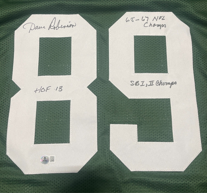 Dave Robinson Signed Green Bay Packers Custom Jersey w/ 3 Ins Beckett W BAS COA