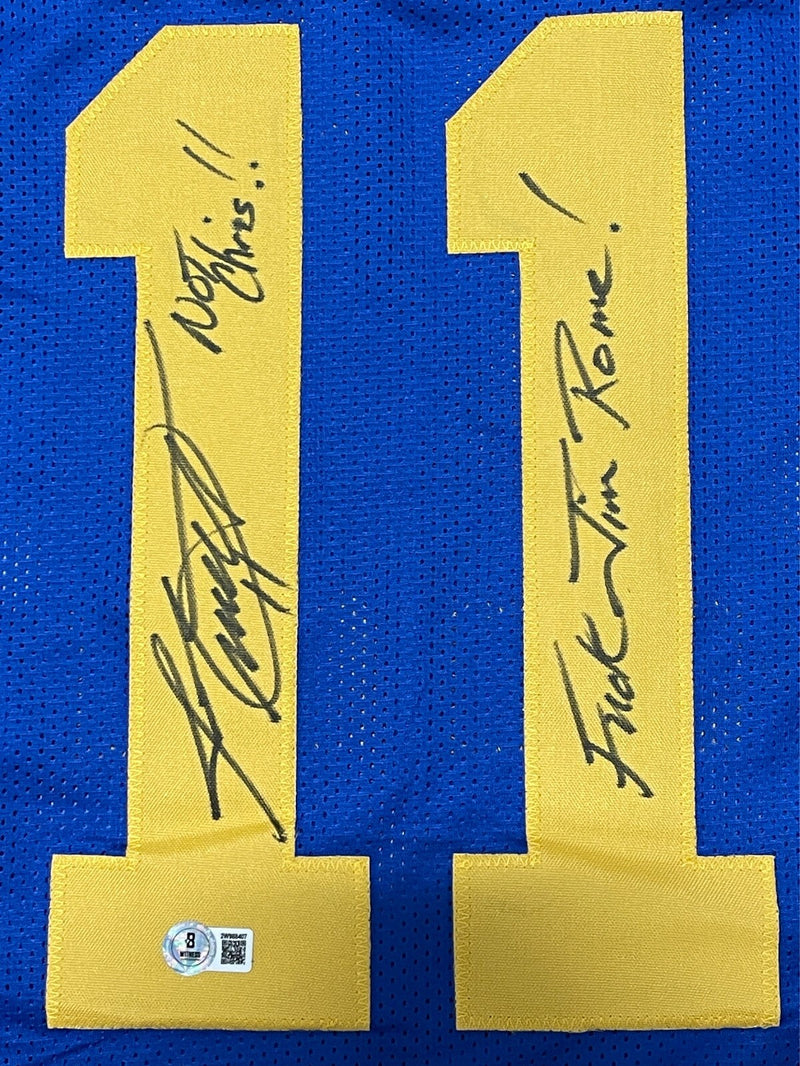 Jim Everett Signed Rams Custom Jersey w Not Chris F** Jim Rome Beckett W BAS COA