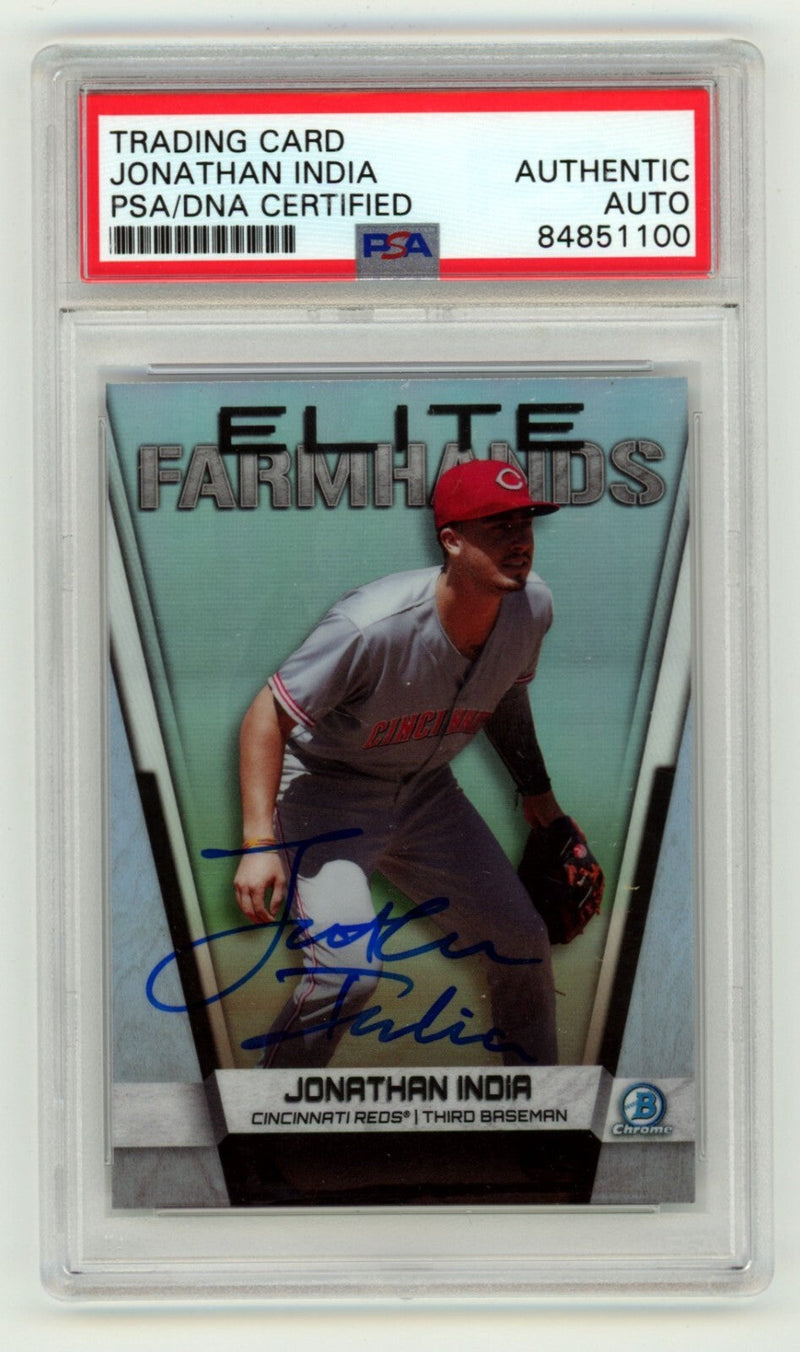 Jonathan India 2019 Bowman Chrome Elite Farmhands EF-JI Ref Signed PSA Auto