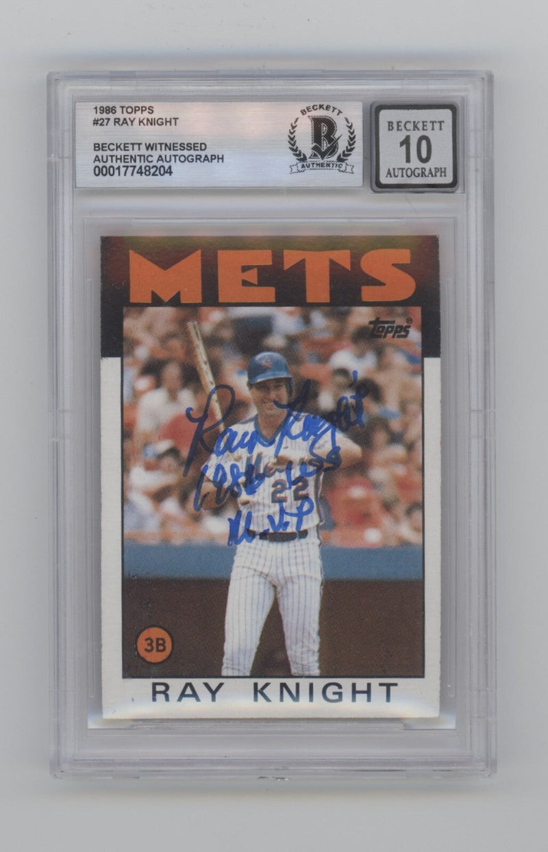 Ray Knight 1986 Topps #27 Signed w/ 1986 WS MVP Beckett BGS 10 Auto NY Mets