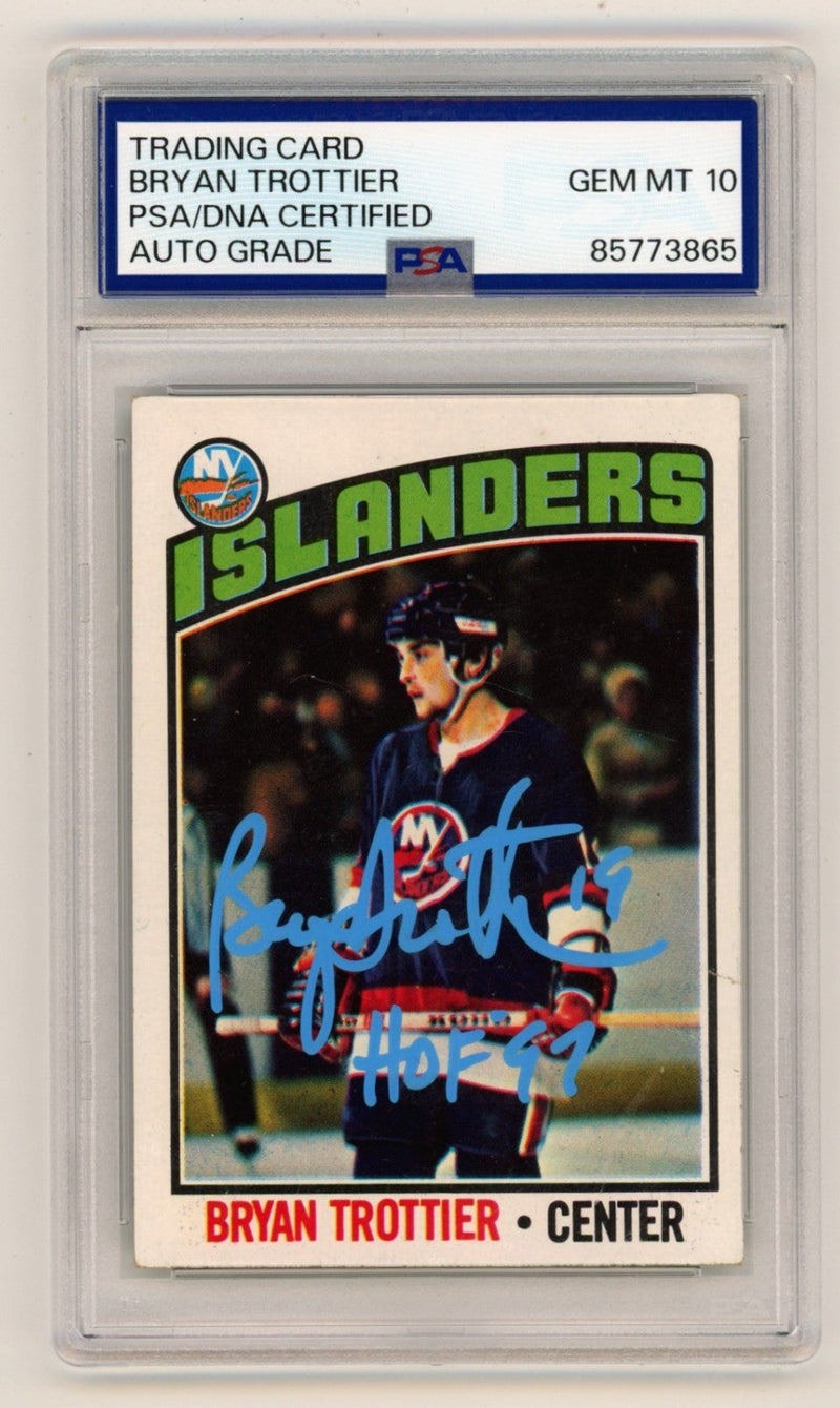 Bryan Trottier 1976-77 Topps #115 Rookie RC w/ HOF 97 Ins Signed PSA 10 Auto