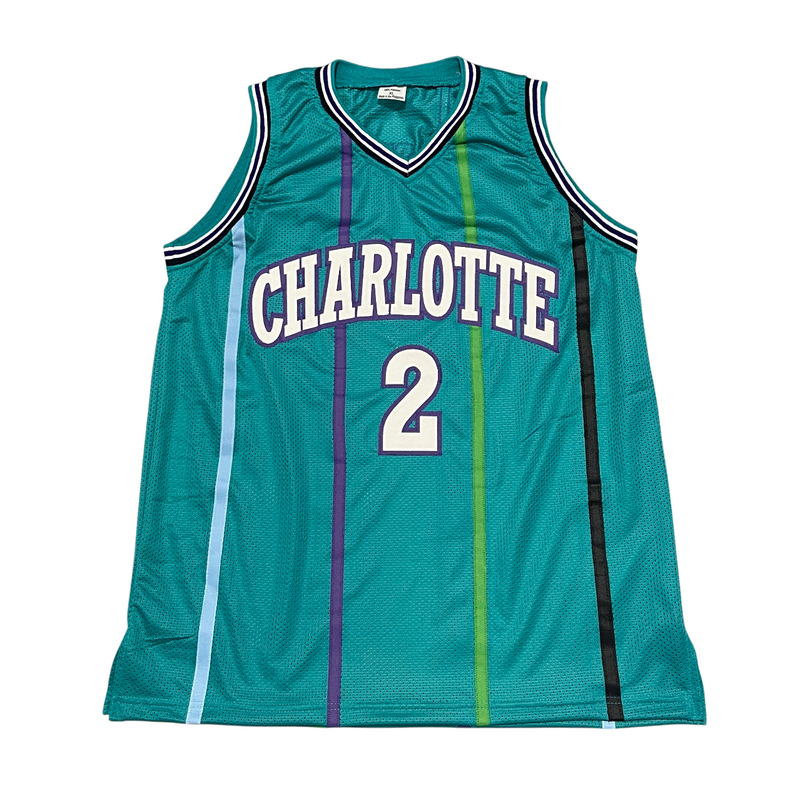 Larry Johnson Signed Custom Charlotte Jersey Beckett Witness BAS COA