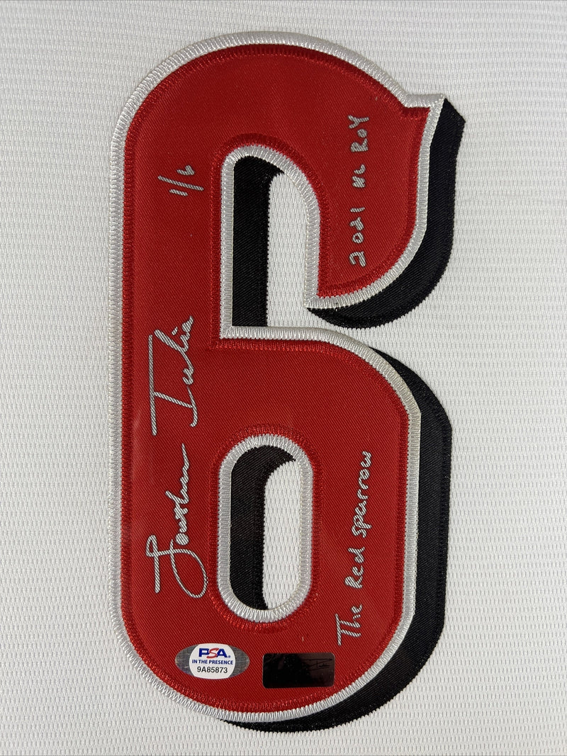 Jonathan India Signed Framed Custom Jersey w/ 2 Insc LE #1/6 Reds PSA ITP COA