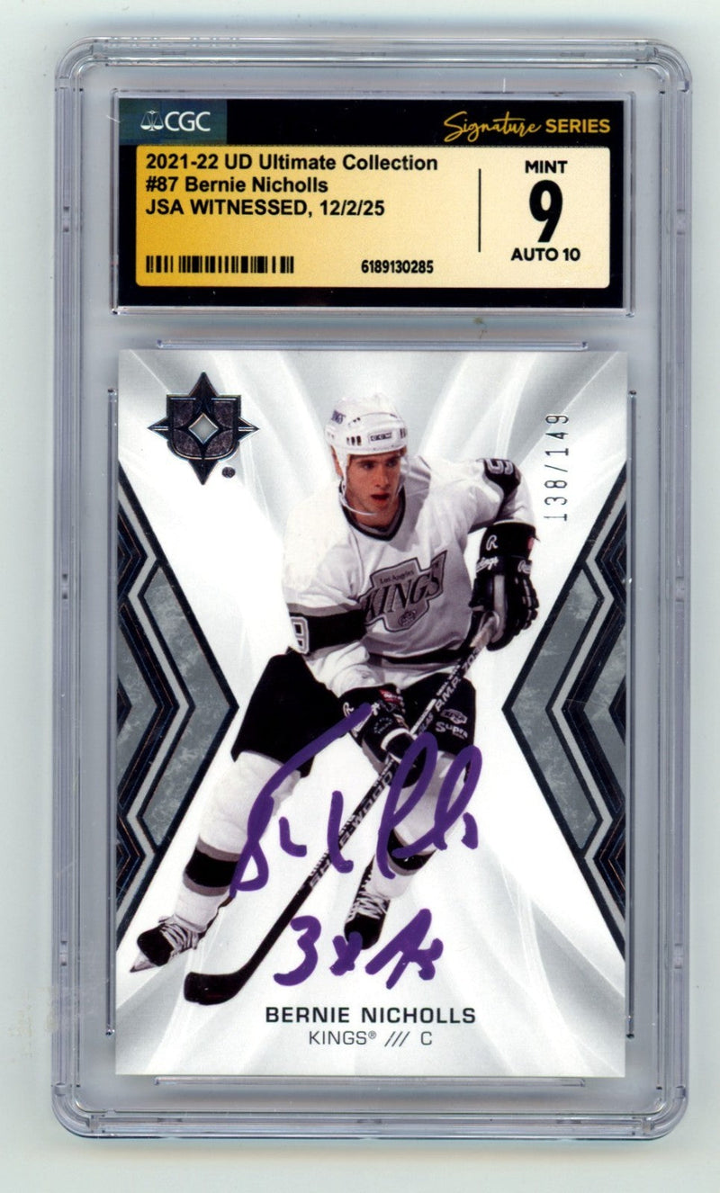 Bernie Nicholls 2021-22 UD Ultimate Collection Signed Ins /149 JSA CGC 9 10 Auto