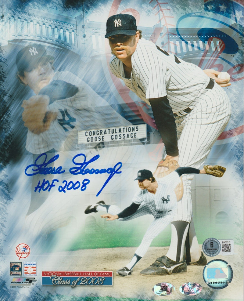 Goose Gossage Signed NY Yankees 8x10 Photo File w/ HOF 2008 Beckett BAS COA