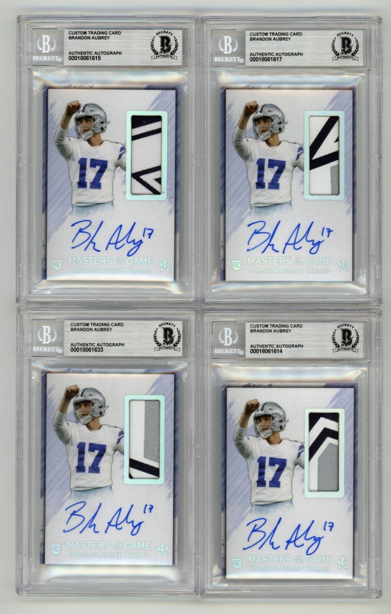 Brandon Aubrey 2023 Hits Memorabilia Silver V RPA Patch Auto RC /17 BGS BAS