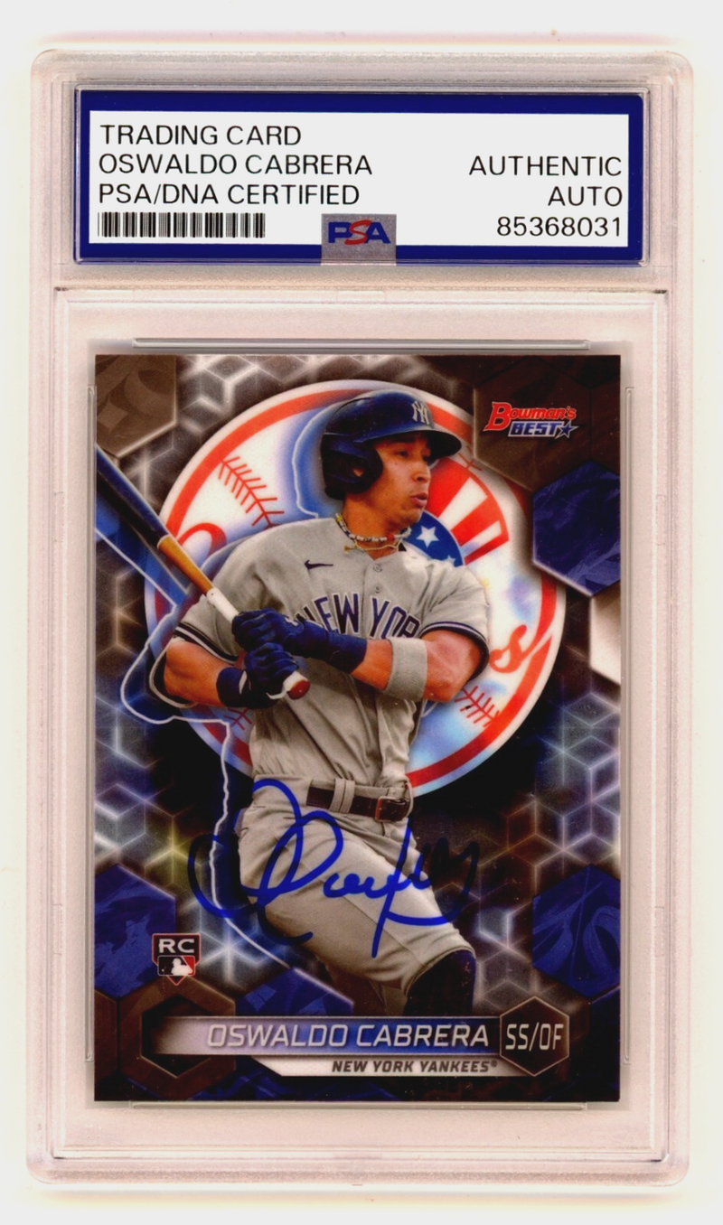 Oswaldo Cabrera 2023 Bowman's Best #53 Signed Rookie RC PSA Auth. Auto Yankees