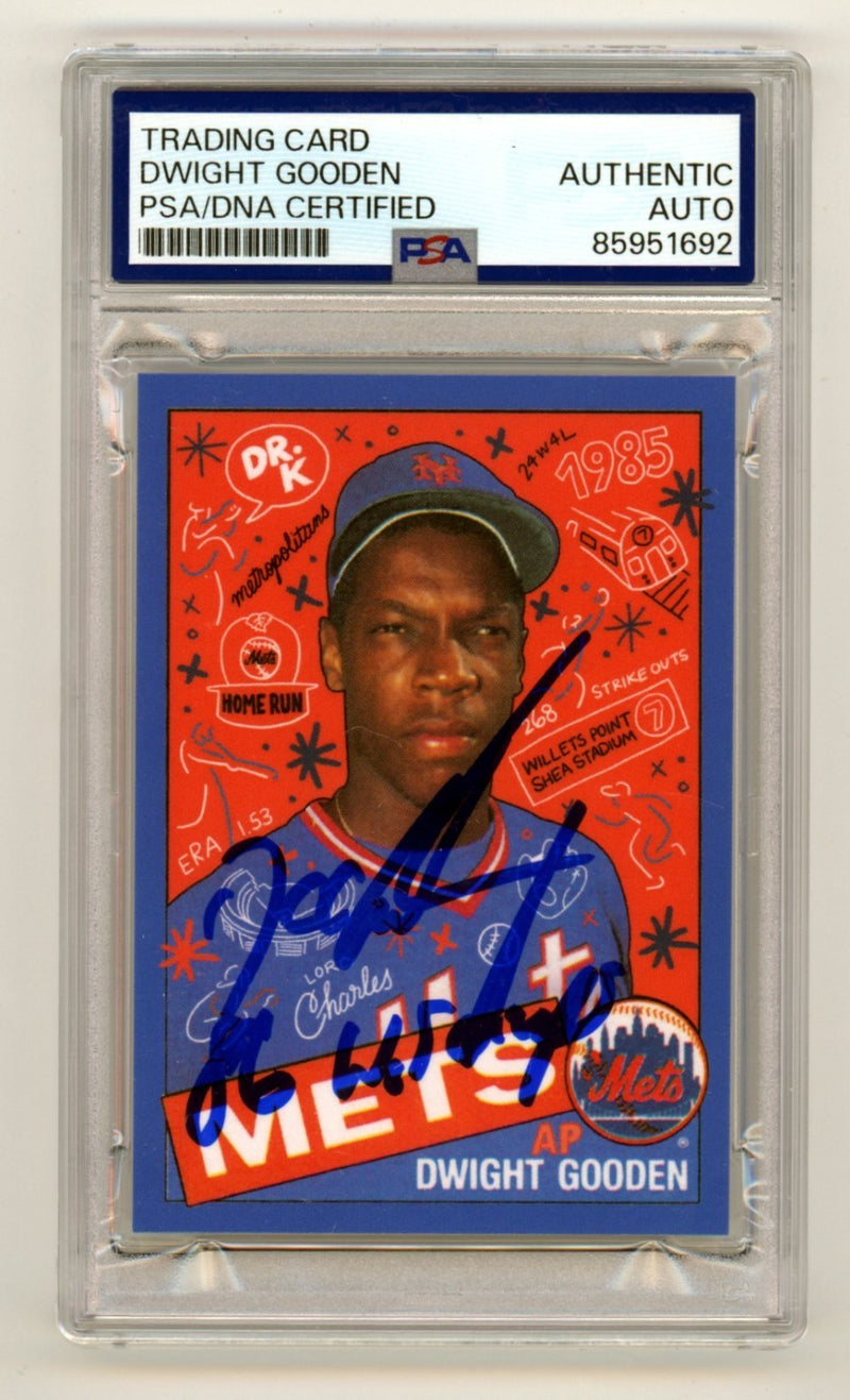 Dwight Doc Gooden Signed Topps Project 2020 #184 w/ 86 WS Champs PSA Auto