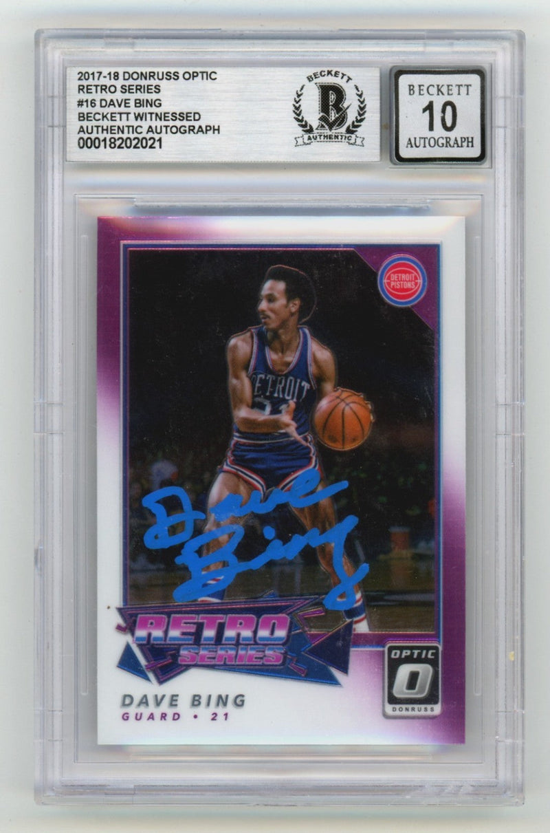 Dave Bing 2017-18 Donruss Optic #16 Retro Series Signed Beckett BGS 10 Auto
