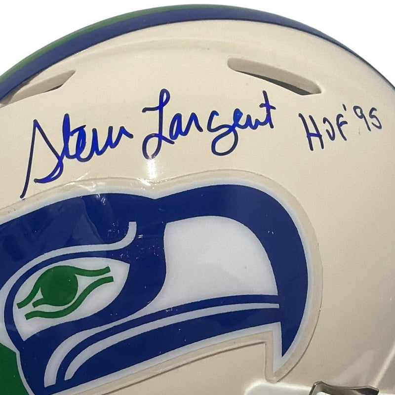 Steve Largent Signed Seahawks Retro Mini Helmet w/ HOF 95 JSA Witness COA