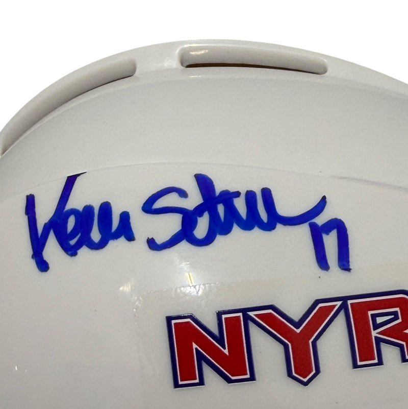 Kevin Stevens Signed New York Rangers Mini Helmet w/ 3x AS JSA Witness COA
