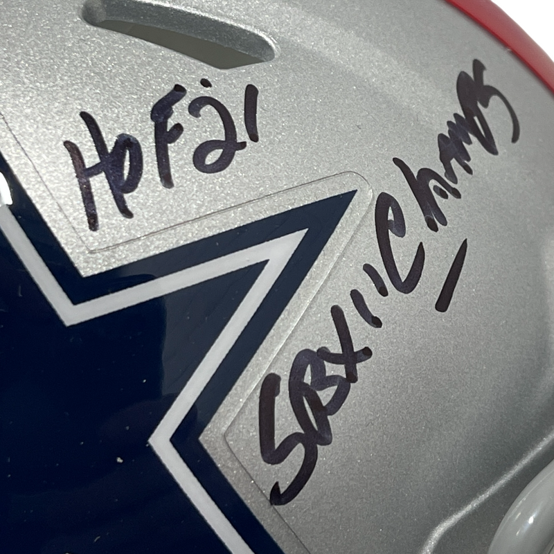 Drew Pearson Signed Cowboys TB Mini Helmet w/ HOF 21 + SB XII Champs JSA COA