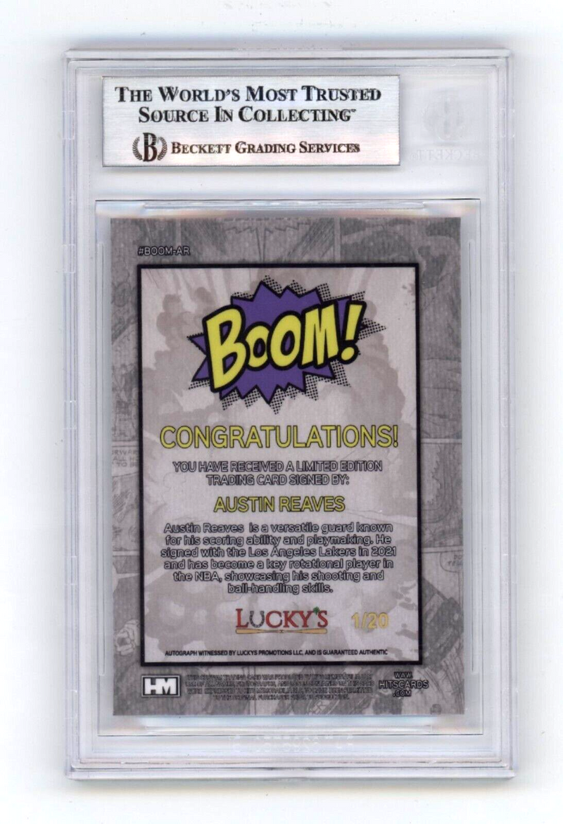 Austin Reaves 2024 Hits Memorabilia BOOM Silver #/20 Signed BGS BAS Auto Lakers