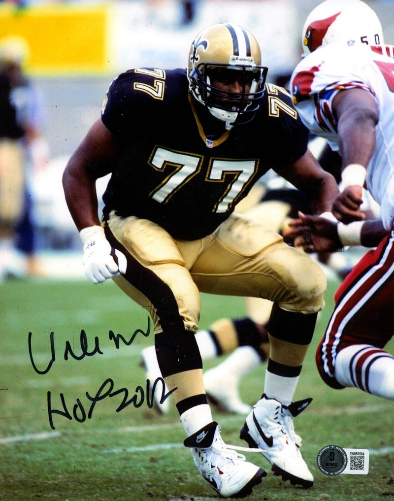 Willie Roaf Signed New Orleans Saints 8x10 Photo w/ HOF 2012 Beckett Wit BAS COA
