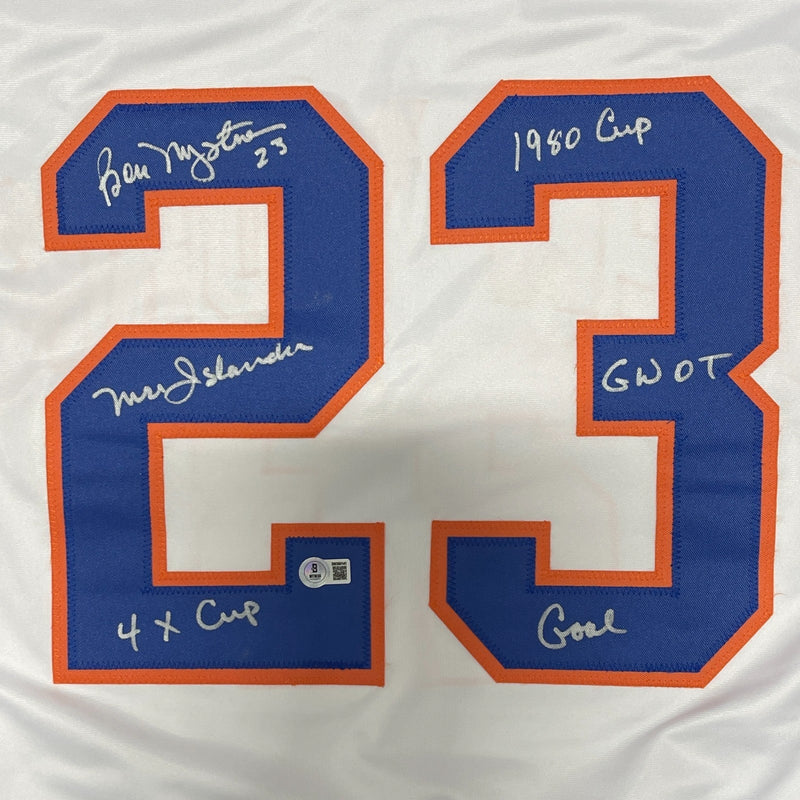 Bob Nystrom Signed Islanders Custom Jersey w/ Inscs Beckett Witness BAS COA