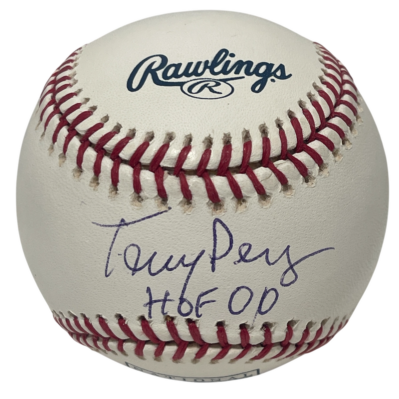 Tony Perez Signed Hall of Fame Logo ROMLB Baseball w/ HOF 00 JSA COA Reds