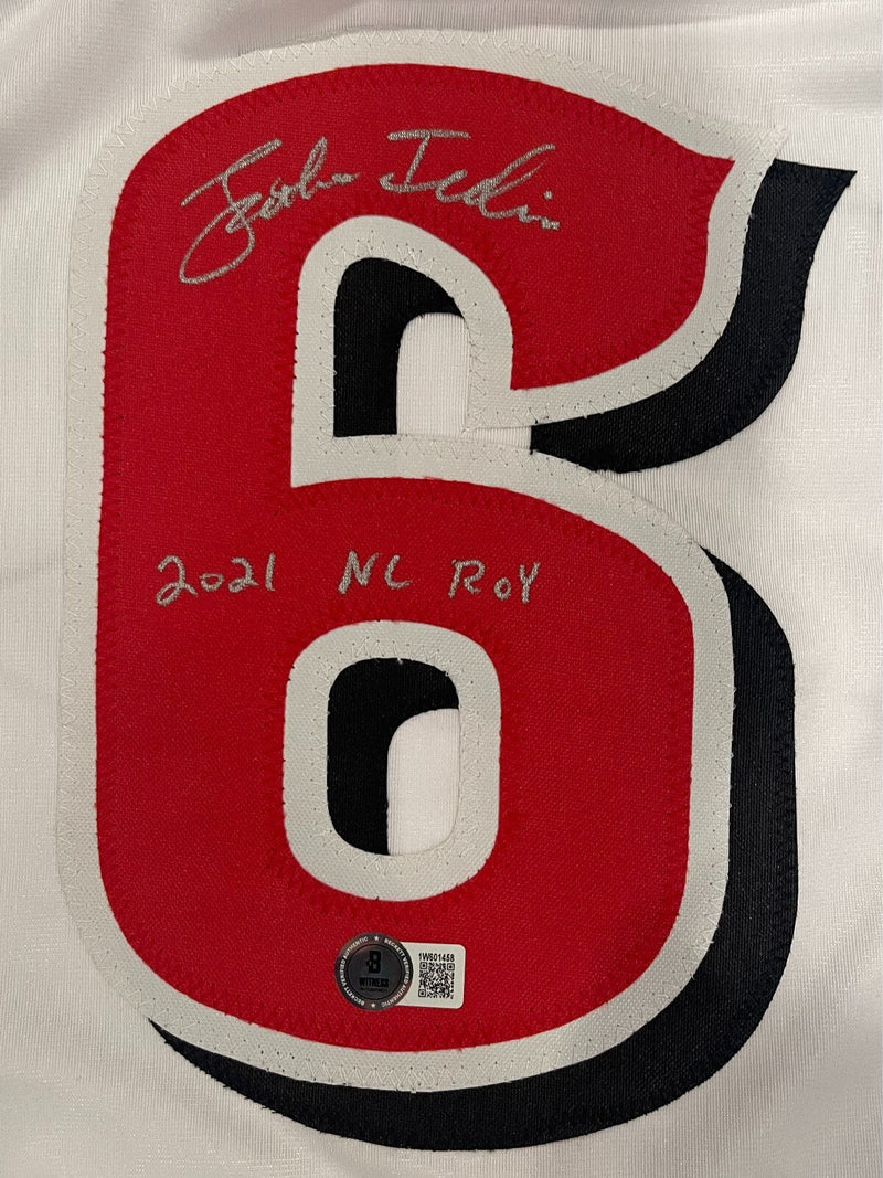 Jonathan India Signed Reds Custom Jersey w/ 2021 ROY Beckett Witness BAS COA