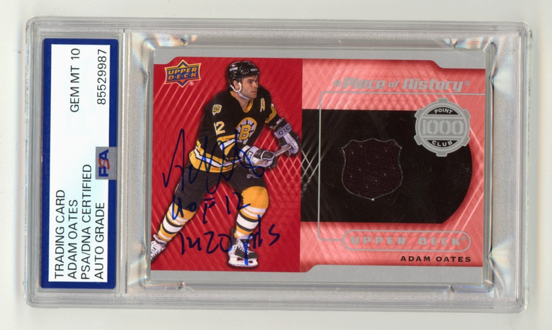 Adam Oates 2015-16 UD Series 2 Piece of History Signed Relic 2 Insc. PSA 10 Auto
