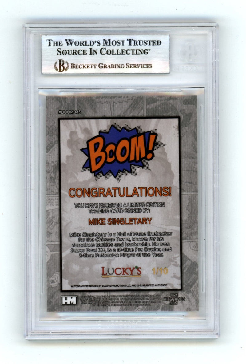 Mike Singletary 2024 Hits Memorabilia BOOM Gold #/10 Signed BGS BAS Auto Bears