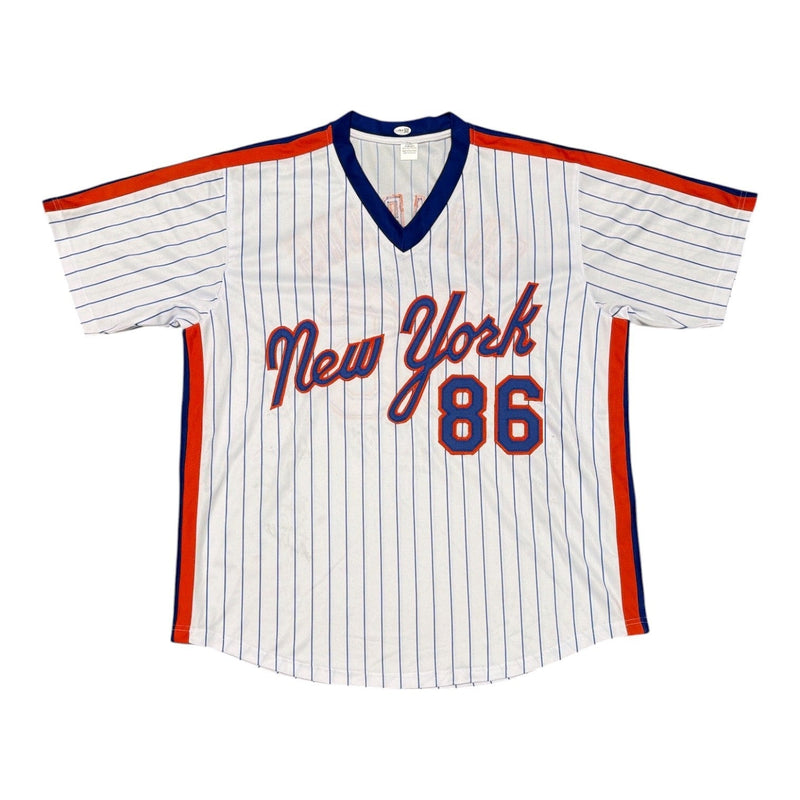 New York Mets 1986 World Series (23 Auto) Team Signed Custom Jersey Insc JSA COA
