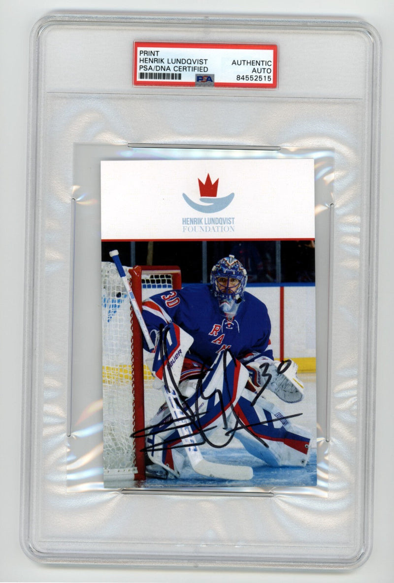 Henrik Lundqvist Signed Foundation Print PSA DNA Authentic Auto NY Rangers B
