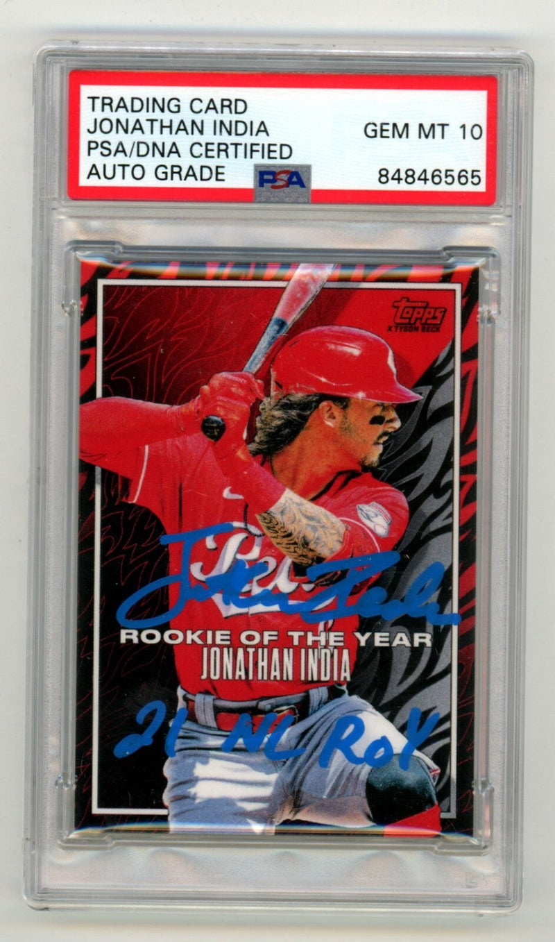 Jonathan India 2022 Topps Project 70 #922 w/ 21 NL ROY Signed PSA 10 Auto Royals