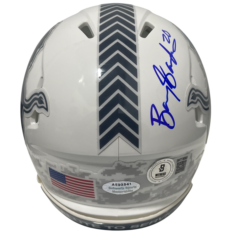 Barry Sanders Signed Detroit Lions Salute Mini Helmet Beckett Witness BAS COA