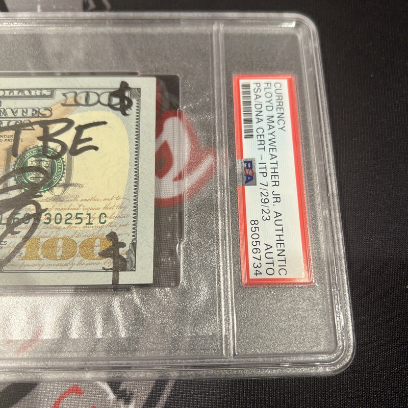 Floyd Mayweather Jr. Signed $100 Bill US Currency x4 Inscription PSA Auth Auto D