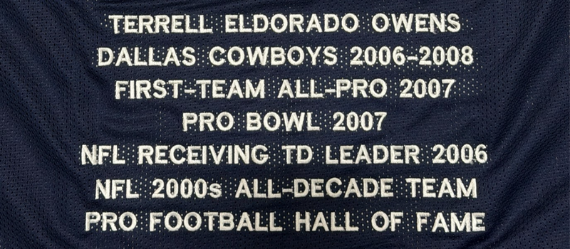 Terrell Owens Signed Autographed Dallas Cowboys Stat Custom Jersey JSA COA