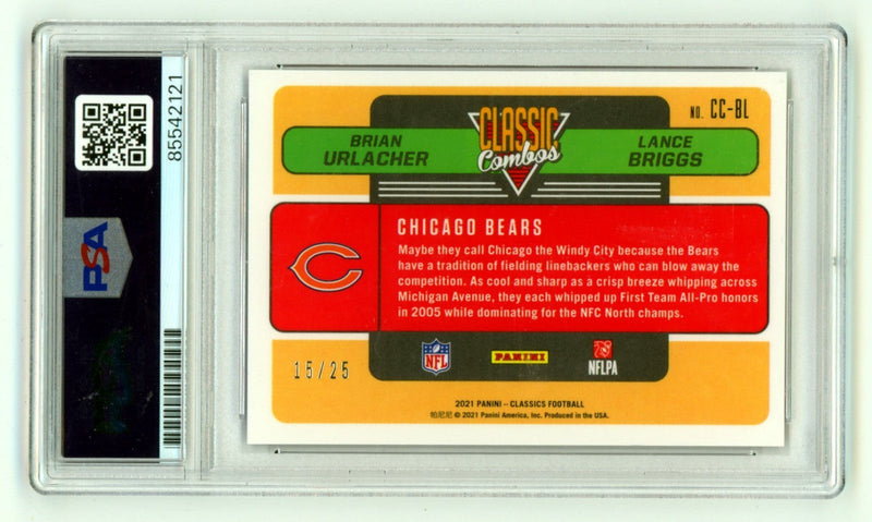 Brian Urlacher Lance Briggs 2021 Panini Classic Combo Purple /25 Signed PSA Auto