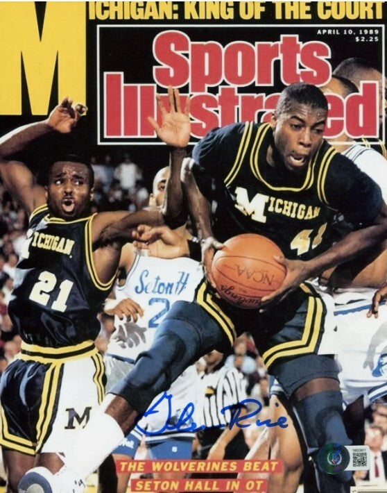 Glen Rice Signed Michigan 8x10 Sport Illustrated Photo Beckett Witness BAS COA