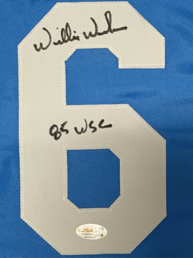 Willie Wilson Signed Kansas City Royals Custom Jersey w/ 85 WSC JSA Witness COA
