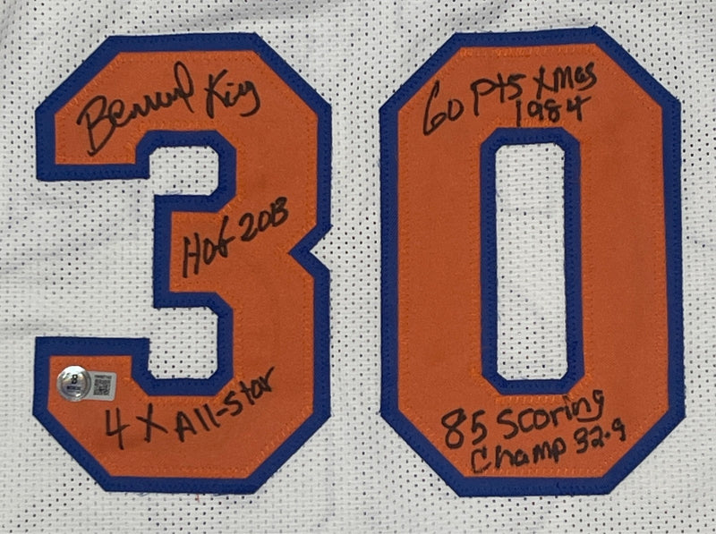 Bernard King Signed New York Knicks Custom Jersey w/ 4x Ins Beckett Wit BAS COA