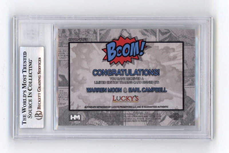 Warren Moon & Earl Campbell 2024 Hits BOOM Silver Dual Signed BGS BAS Auto Oiler