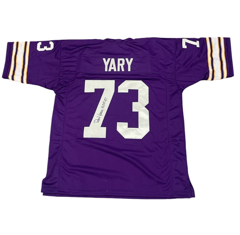 Ron Yary Signed Minnesota Vikings Custom Jersey w/ HOF 01 JSA COA
