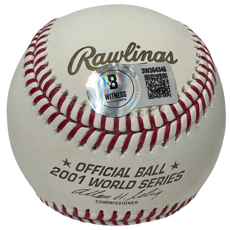 Jay Bell Signed 2001 World Series Baseball w/ 2 Insc Beckett Witness BAS COA