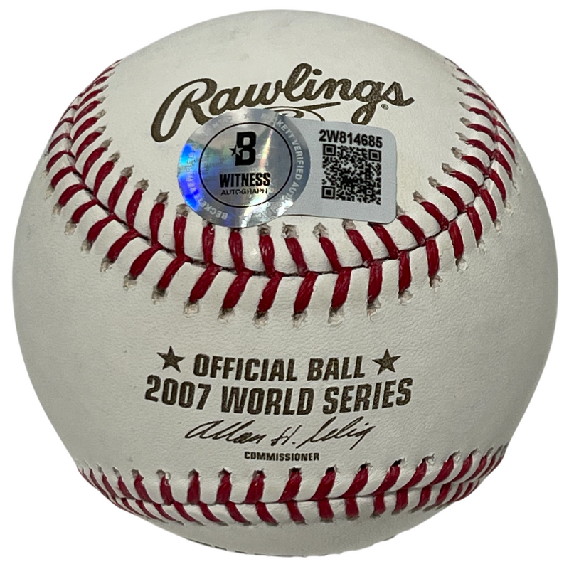 Jonathan Papelbon Signed 2007 WS ROMLB Baseball w/ 2x Insc Beckett W BAS COA