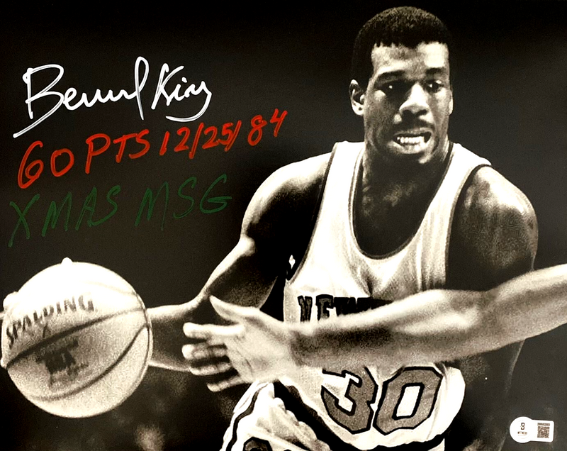 Bernard King Signed New York Knicks 11x14 Photo w/ X MAS Beckett Witness BAS COA