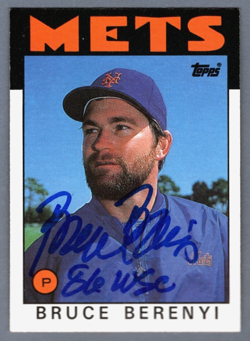 Bruce Berenyi Signed 1986 Topps #339 Rookie RC w/ 86 WSC LSCM COA NY Mets