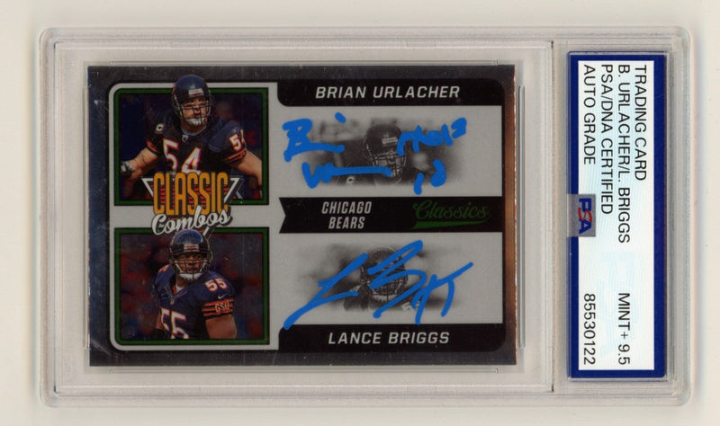 Brian Urlacher Lance Briggs 2021 Panini Classic Combo Dual Signed w Ins PSA 9.5