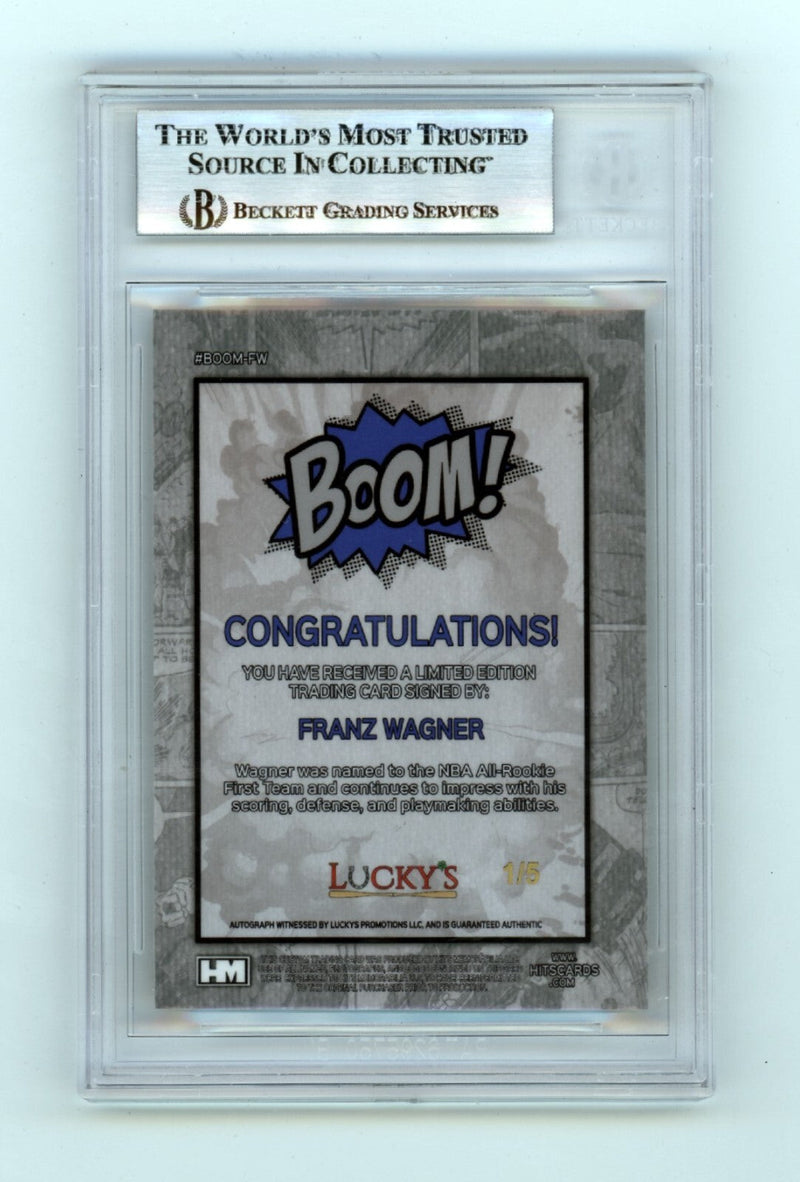 Franz Wagner 2024 Hits Memorabilia BOOM Gold #/5 Signed BGS BAS Auto Magic