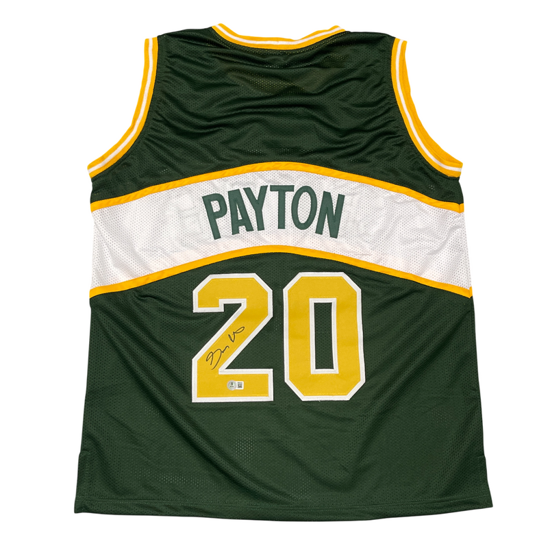 Gary Payton Signed Seattle Supersonics Custom Jersey Beckett Witness BAS COA