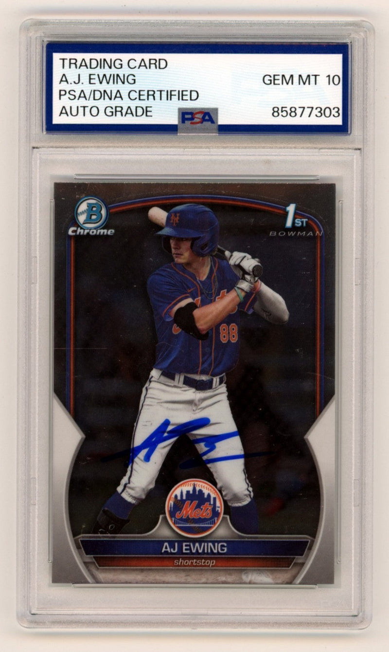 AJ Ewing 2023 Bowman Chrome 1st Signed Autograph Rookie RC PSA 10 Auto NY Mets