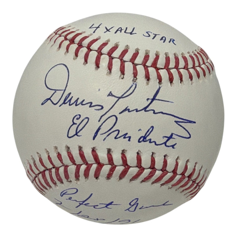 Dennis Martinez Signed Autographed ROMLB Baseball w/ 3x Ins Stat JSA Witness COA